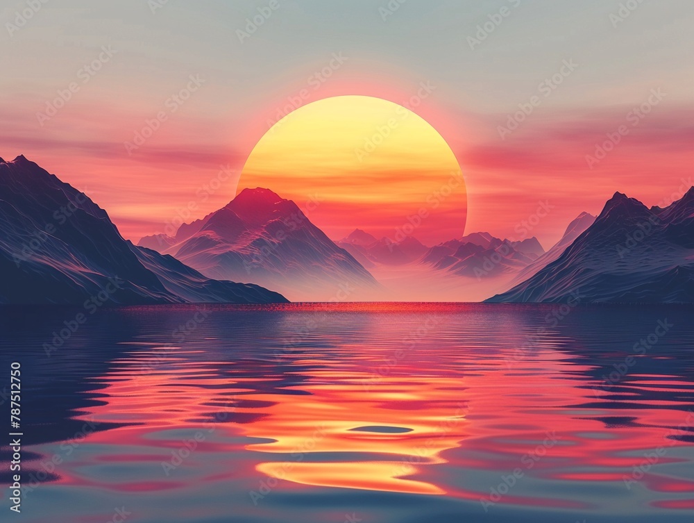 Naklejka premium Atmospheric refraction bending the image of a sunrise