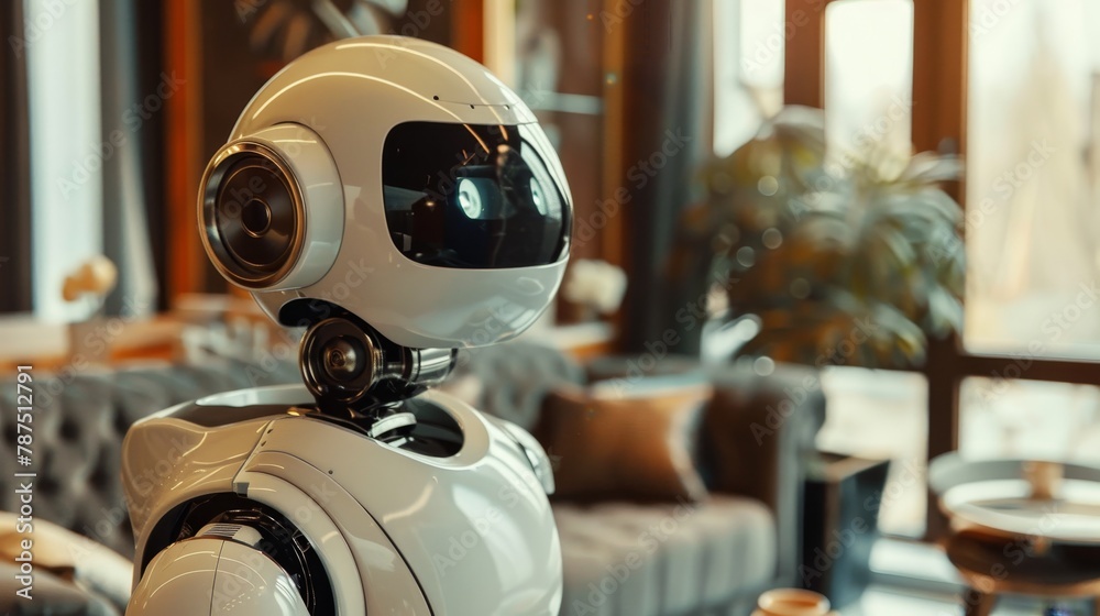 Fototapeta premium A futuristic robot advisor giving financial advice AI generated illustration