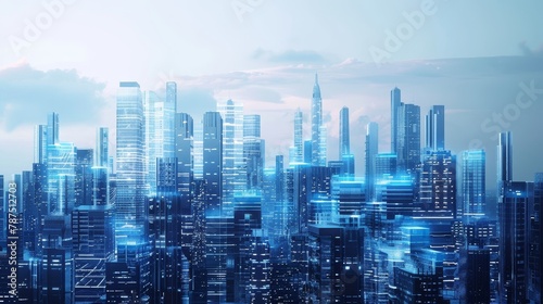A futuristic digital cityscape AI generated illustration