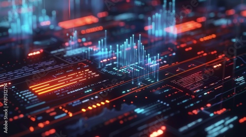 A futuristic financial data visualization with holographic elements AI generated illustration