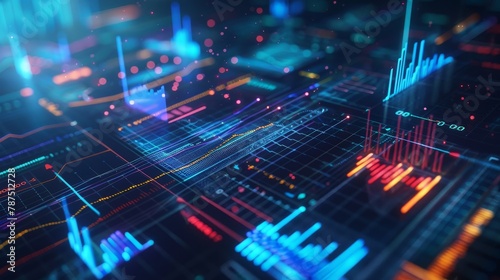 A futuristic financial data visualization with holographic elements AI generated illustration