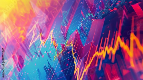 A geometric pattern representing stock market volatility  AI generated illustration photo
