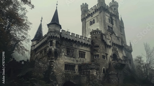 A gothic castle with a dark and twisted history AI generated illustration