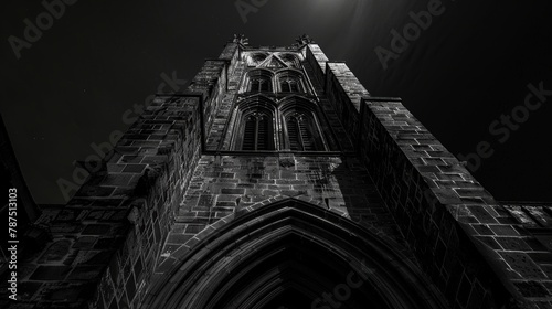A gothic tower reaching up into the darkness AI generated illustration