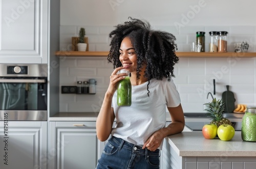 Woman Holding Glass of Green Smoothie