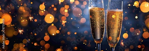 Two Glasses of Champagne on Table
