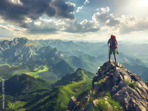 hiker in the mountains photo