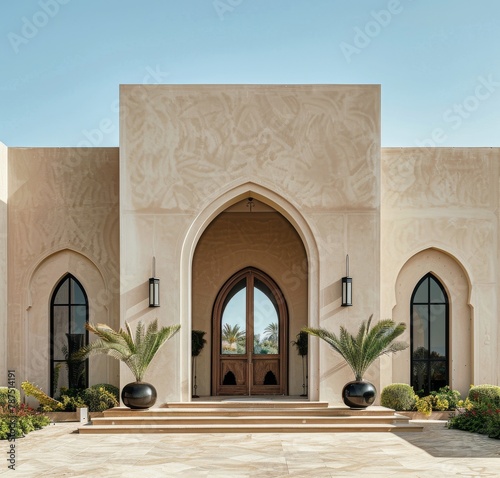 Large Building With Abundant Plants in Front