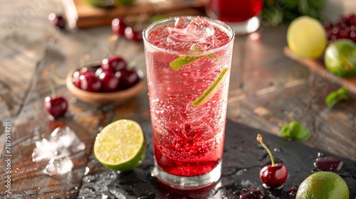 Glass of Cranberry Lemonade on Table