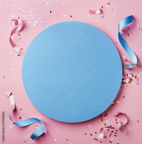 Blue Cake With Sprinkles on Pink Background