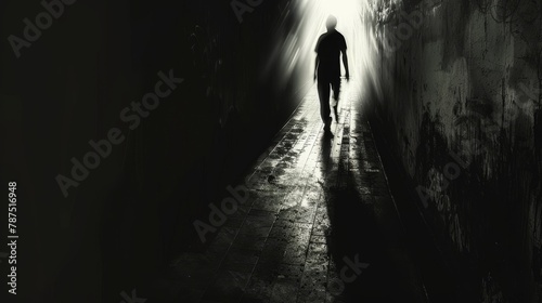 A shadowy figure disappearing into the darkness  AI generated illustration