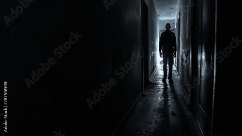 A shadowy figure lurking in the shadows  AI generated illustration photo