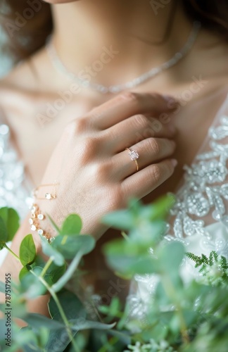Woman in Wedding Dress Holding Ring