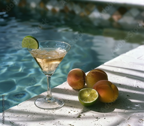 Glass of Wine by Poolside