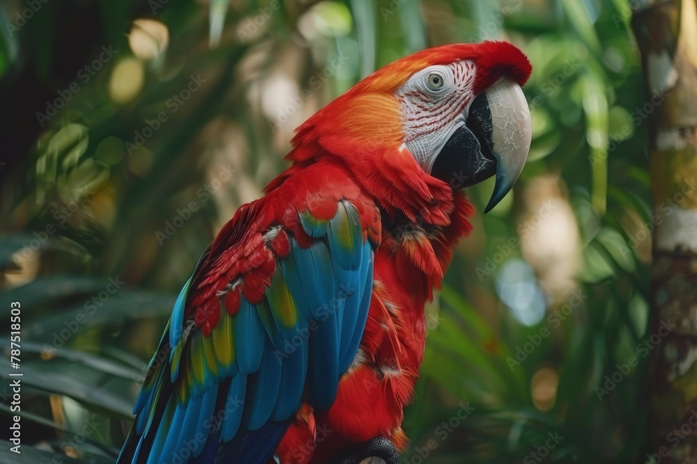 Fototapeta premium Colorful Parrot Perched on Tree Branch