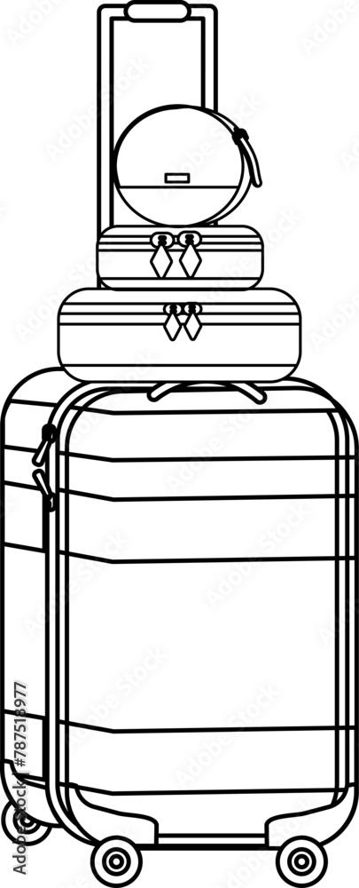 Suitcase. Trip baggage vector linear illustration. Suitcase. Trip baggage vector linear illustration.