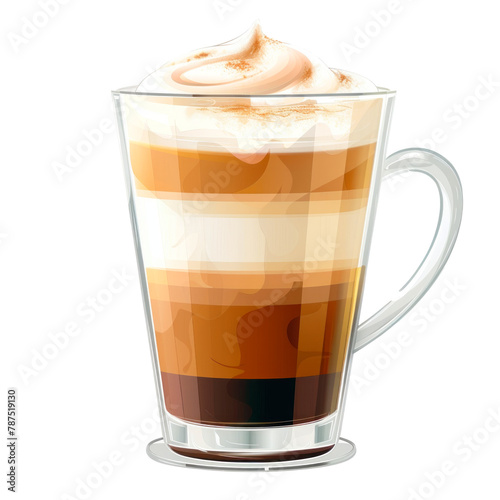 A latte. Isolated on transparent background.