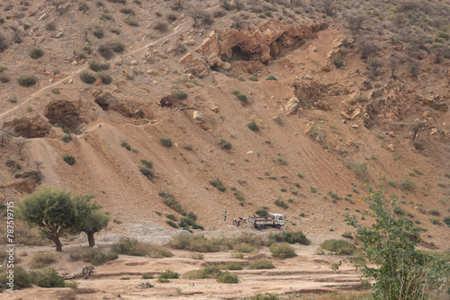 Ethiopian landscape with mountains in Koremi, outside Harar, Ethiopia, Africa