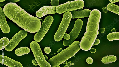 ilustration of lactic acid bacteria of the genus Lactobacillus that colonize the intestinal tract, forming the intestinal microbiota photo