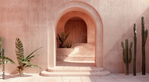 Palm Tree Against Pink Wall