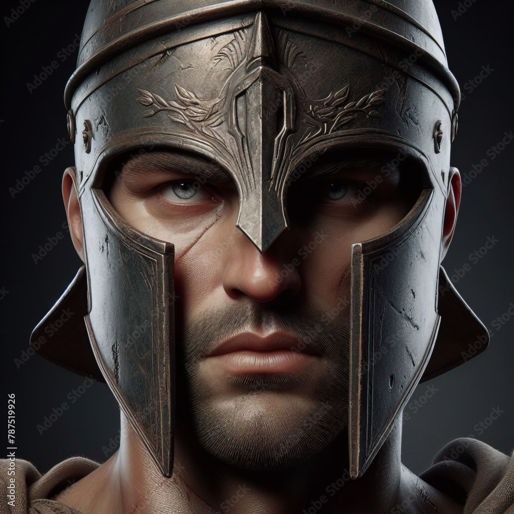 Spartan warrior in armor with shield, antique Greek military soldier. Illustration of an antique spartan warrior in armor with a spear in the forest, an ancient soldier in a helmet. Spartan warrior in armor with shield, antique Greek military soldier. Illustration of an antique spartan warrior in armor with a spear in the forest, an ancient soldier in a helmet.