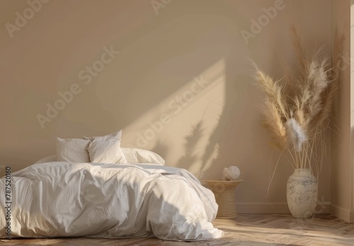 Bed With White Comforter and Pillows