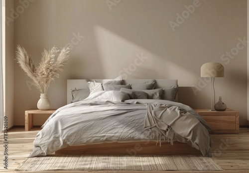 Bedroom With Bed and Lamp