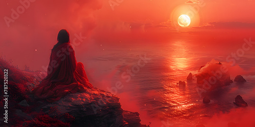 Majestic Woman at Sunset: Releasing Waves of Psychic and Chi Energy