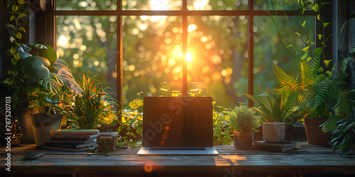 Home Office Surrounded by Nature and Professional Backdrop