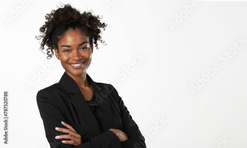 Young African American businesswoman in business  isolated on a transparent or white background.
