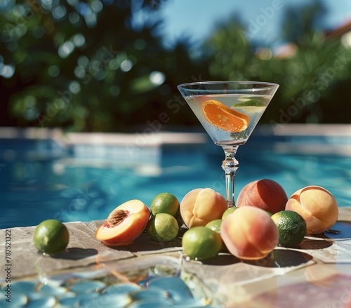 Glass of Wine by Poolside