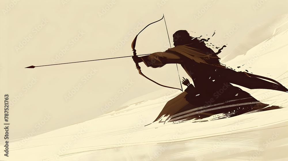 Design a minimalist representation of a fictional archer from a fantasy ...