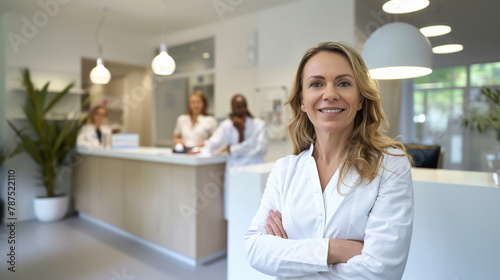 Sourire Professionnel : Portrait d'une Dentiste dans son Cabinet