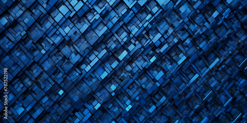 Abstraktes Cybertech-Mosaik in Monochrom-Blau photo