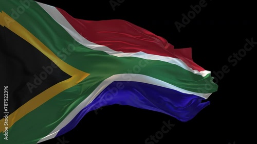 3d animation of the national flag of South Africa waving in the wind.