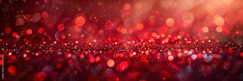 Glare on a red shiny background. Banner with bokeh effect. Glare on a red shiny background. Banner with bokeh effect.