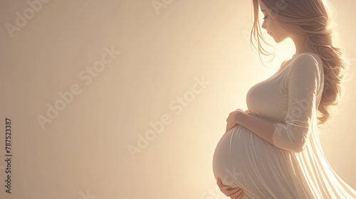 Pregnant woman in a dress. Concept of motherhood, love for a child, waiting for a child