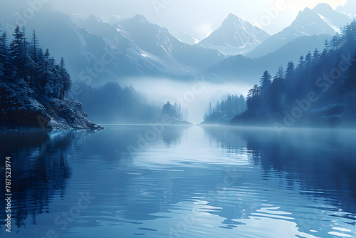 Relaxing Psychic Waves: A Spiritual Blue and Indigo Lake