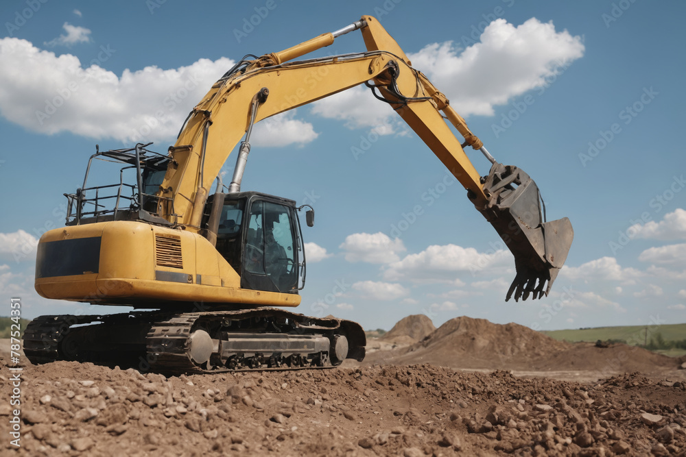 Adventure in documentation captured as a photographer aims to frame an idle excavator under the partially cloudy sky, narrating a common yet compelling tale of construction. Adventure in documentation captured as a photographer aims to frame an idle excavator under the partially cloudy sky, narrating a common yet compelling tale of construction.