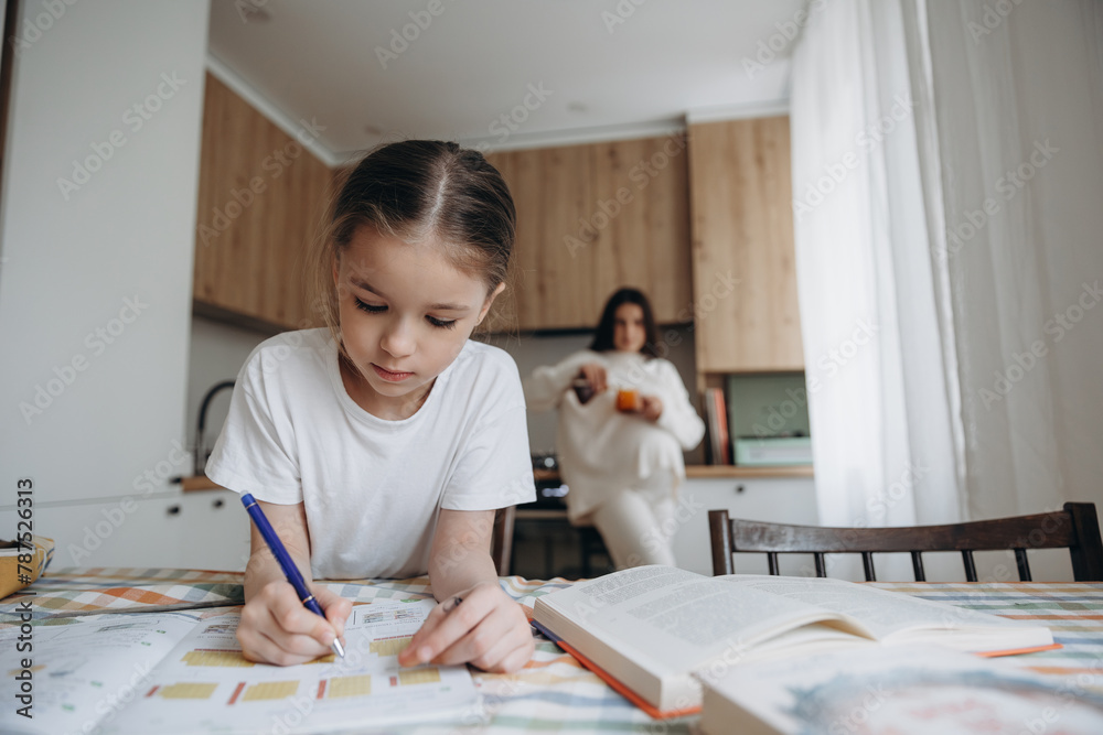 Young Girl Studying at Home Young Girl Studying at Home