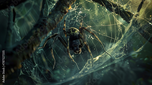 close-up of a spider in the web 