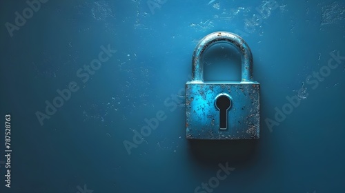 Blue Digital Lock: Secure Data Emblem. Concept Blue Digital Lock, Secure Data Emblem