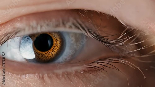  Iris and pupil opening in extreme close-up at 60 frames per second in 4K photo