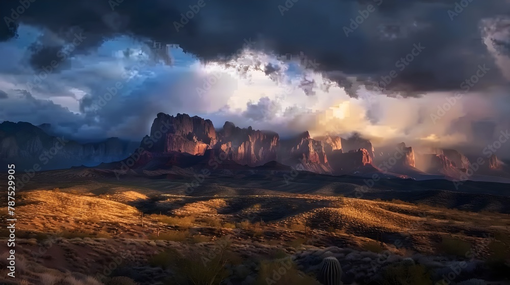 Desert Mountain Range Landscape Photography (Generative AI)