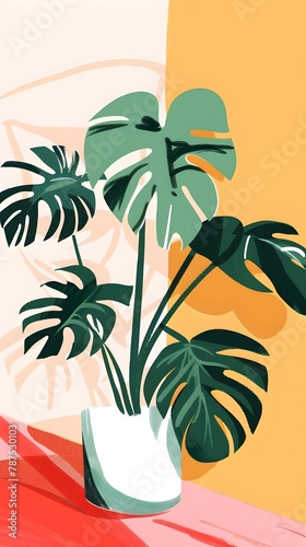 Indoor Plants Abstract Minimalist Modern Portrait Phone Wallpaper  Generative AI 