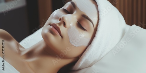 woman in spa salon working with facial skin Generative AI