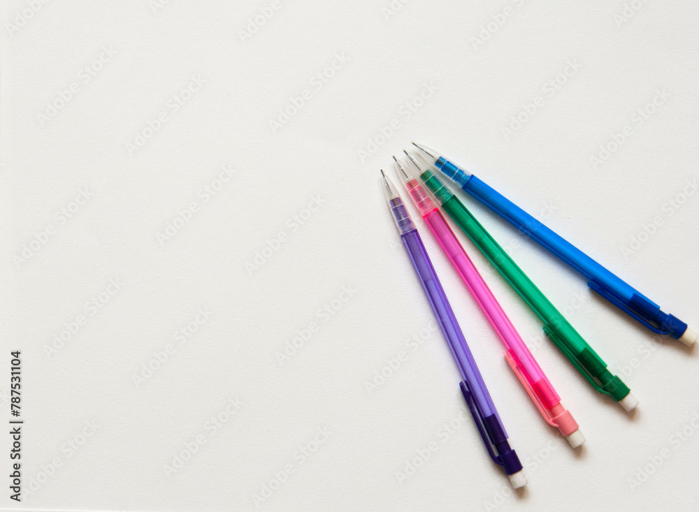 Four mechanical pencils on a white background Four mechanical pencils on a white background
