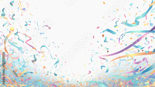 White background with flying confetti. 