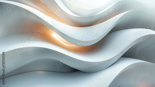 Modern background with white waves. White futuristic waves with accent light.