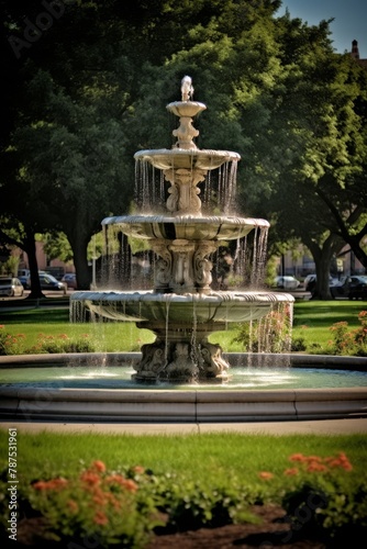 fountain in the city park Generative AI © Evghenii
